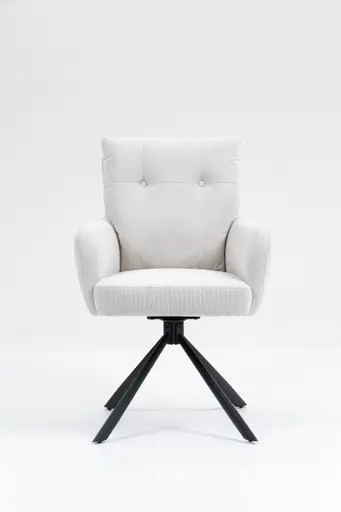 Armlehnstuhl - drehbar, Cord, Creme