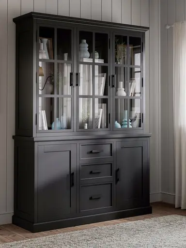 Buffetschrank Litchfield Metal - Graphit, Non-Antique / Metal, Black