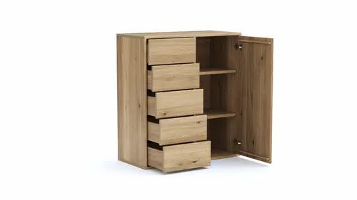 Kommode Williston - Wildeiche bianco, Front sandgestrahlt