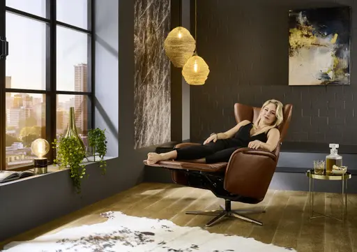 Sessel - Gr.M, Relaxfunktion, Leder, Cognac