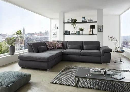 Ecksofa - 1,5-Sitzer mit Ecke rechts, Stoff Dunkelgrau