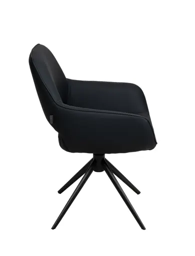Armlehnstuhl MANOLJA - drehbar, Leder, Schwarz