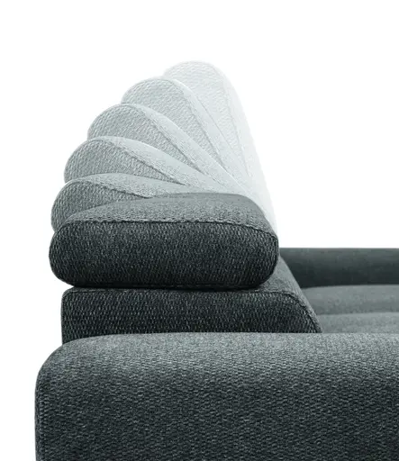 Ecksofa - 2-Sitzer mit Longchair rechts, Sitzvorzug motorisch, Kopfteil verstellbar, Stoff, Blaugrün