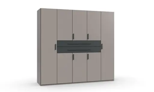 Drehtürenschrank- B ca. 225 cm, Saharagrau, Grafit