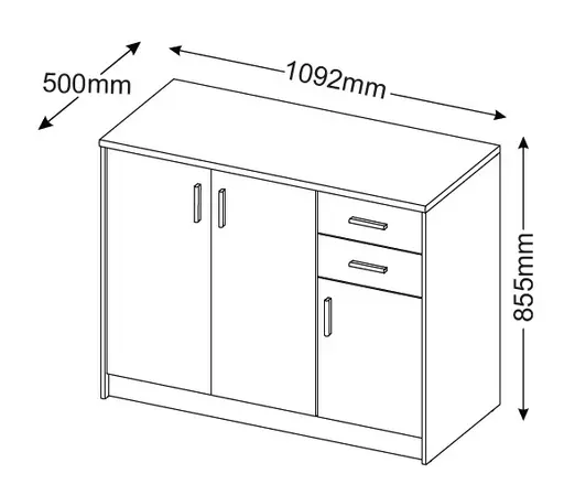 Kommode - B ca. 109 cm, Artisan Eiche Nachbildung, Kaschmir