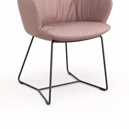 Armlehnstuhl Pegara - Leder, Mauve, Kufe