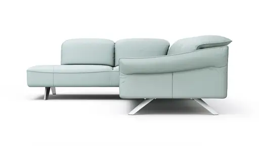 Ecksofa Bormio - Ecke links, 2,5-Sitzer inklusive Kopfteilverstellung, Leder, Jade