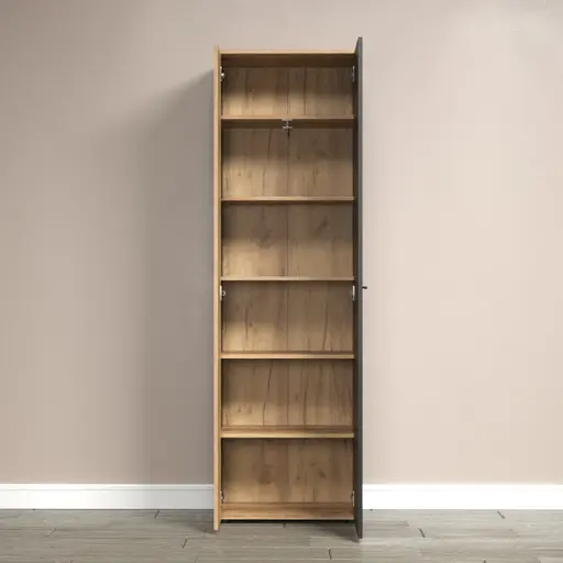 Garderobenschrank - B ca. 60 cm, Anthrazit, Eiche Coast Evoke Nachbildung