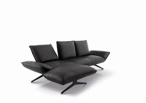 Ecksofa - Longchiar links mit 2-Sitzer, Rückenlehne/Armlehne verstellbar, Leder, Lava