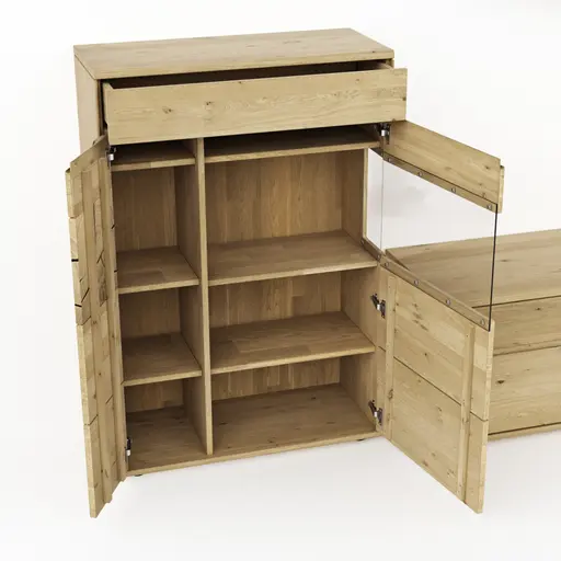 Wohnwand Amora - Wildeiche massiv bianco