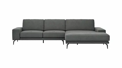 Ecksofa Redington - 2,5-Sitzer mit Longchair groß rechts, Stoff, Schwarz