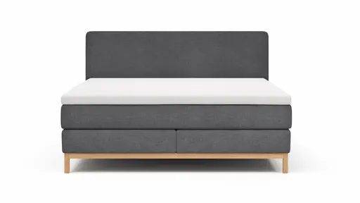 Boxspringbett Odense - Liegefläche ca. 180x200 cm, Stoff, Dunkelgrau