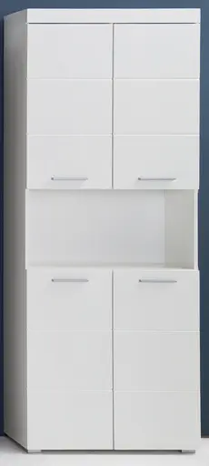 Hochschrank - B ca. 73 cm, Weiß, Weiß Hochglanz