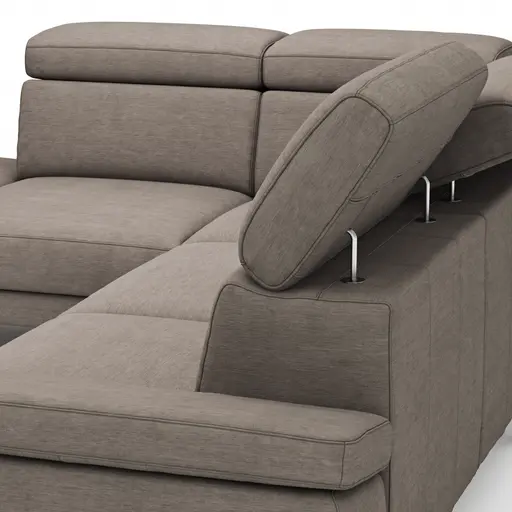 Ecksofa Hudson - Ecke links, 2,5-Sitzer, inkl. Kopfteil verstellbar, Stoff, Khaki