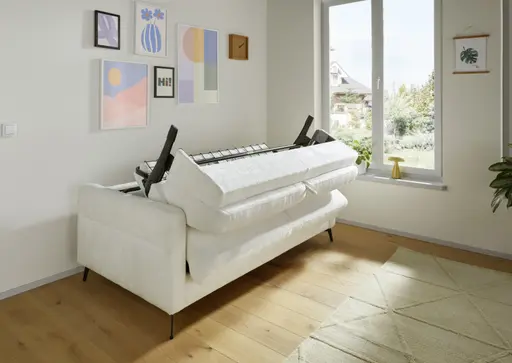 Schlafsofa Laredo - 2,5-Sitzer inkl. Schlaffunktion, Stoff, Offwhite