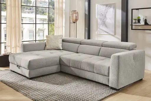 Ecksofa - 2-Sitzer, Ecke rechts, Stoff, Grau