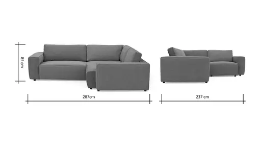 Ecksofa Lilaia - 2-Sitzer links, Ecke, 1,5-Sitzer Tief, Stoff, Kaschmir