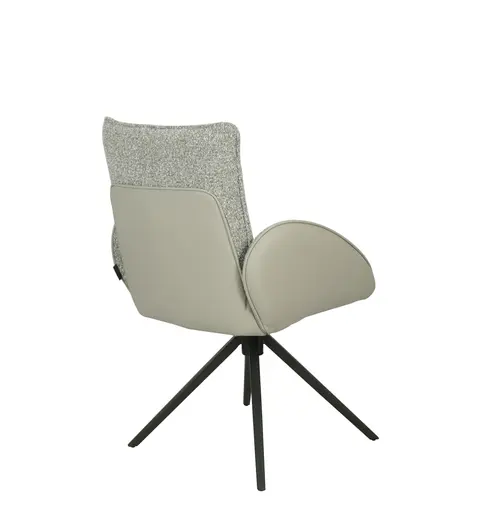 Armlehnstuhl MAURA - drehbar, Stoff, Silberfarben, Latte Macchiato