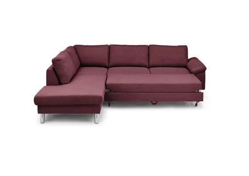 Ecksofa COOL - Ecke links mit 2,5-Sitzer, Querschläfer, Stoff, Burgund