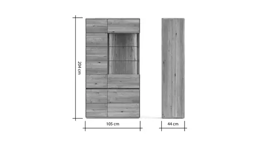 Vitrine Hillsboro - inkl. Beleuchtung, Wildeiche natur, geölt