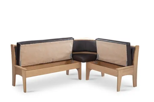 Eckbank - BT  ca. 197,5 x 157,5 cm, Wildeiche massiv, Leder dunkelbraun