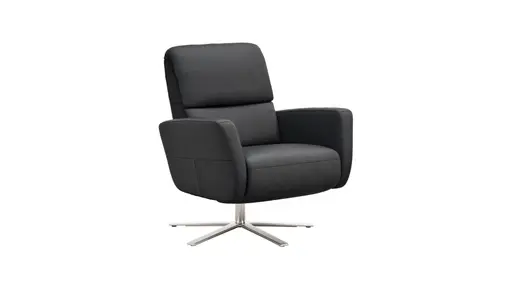 Drehsessel Lotta -Größe L, inkl. Relaxfunktion, Leder, Schwarz