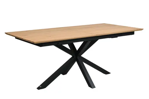 Esstisch MAKAIO - ausziehbar, LB ca. 180x90 cm, Eiche Furnier, Schweizer Kante, Schwarz