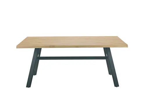 Esstisch - LB ca. 180x100 cm, Eiche hell Nachbildung, Schwarz