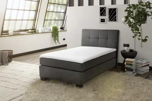 Boxspringbett JILA- Ligefläche ca. 120x200 cm, Stoff, Schwarz