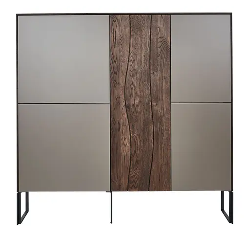 Highboard Mileto - Asteiche massiv gebürstet, Tabak geölt