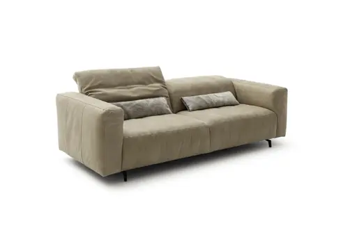 Sofa Arrezo - 3,5-Sitzer, Leder Taupe, Rücken verstellbar