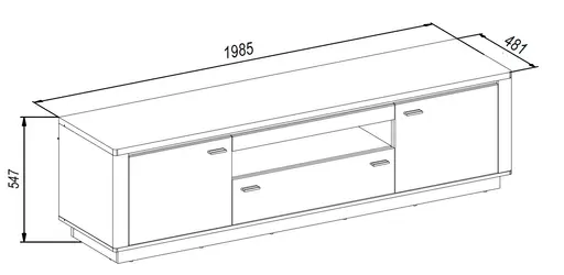 TV-Lowboard - mit Beleuchtung, B ca. 199 cm, Eiche Nachbildung, Eiche dunkel Nachbildung