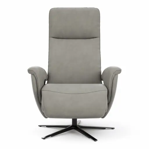 Sessel Tulsa Relax - Größe L, inkl. Maxirücken und Kopf-/Fußteil/Rückenlehne verstellbar, Leder, Graubeige