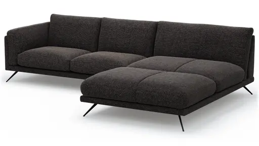 Ecksofa Valdemoro - 2,5-Sitzer mit Longchair rechts inkl. Rückenlehne verstellbar, Stoff, Anthrazit