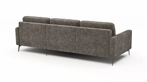 Ecksofa Enna - 3-Sitzer mit Longchair rechts, Armlehne A, Stoff, Graubraun