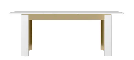 Esstisch - ausziehbar, LB ca. 160x90 cm, Alpinweiß, Goldfarben, Weiß Hochglanz