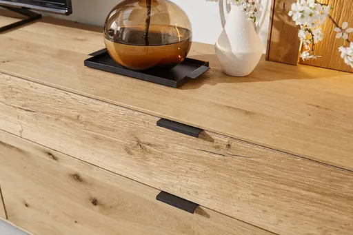 Wohnwand Tucson - inkl. Beleuchtung, Wildeiche massiv