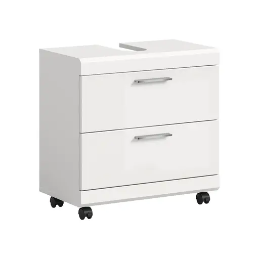 Waschbeckenunterschrank - B ca. 60 cm, Weiß, Weiß Hochglanz