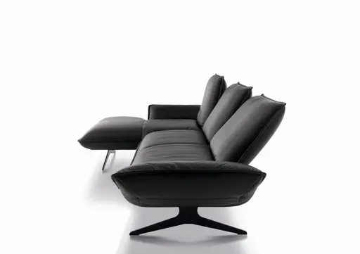 Ecksofa - Longchiar links mit 2-Sitzer, Rückenlehne/Armlehne verstellbar, Leder, Lava