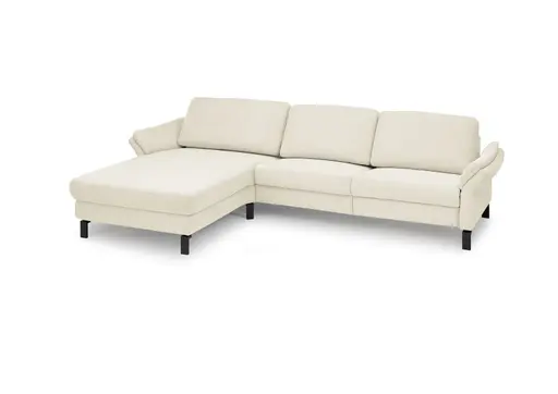 Ecksofa CALM PREMIUM 2.0 - Longchair links mit 3-Sitzer, Rückenlehne verstellbar, Stoff, Natur