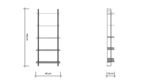 Wandregal Dagny - BHT ca. 60x146x18 cm, Metall, Camparirot