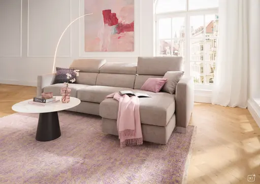 Sofa Lumaria - 3-Sitzer mit Schlaffunktion, Stoff, Bordeaux