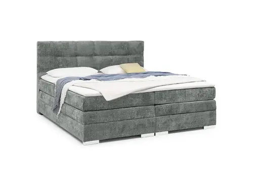 Boxspringbett SANDRIN I- Liegefläche ca. 200x200 cm, Stoff, Grau