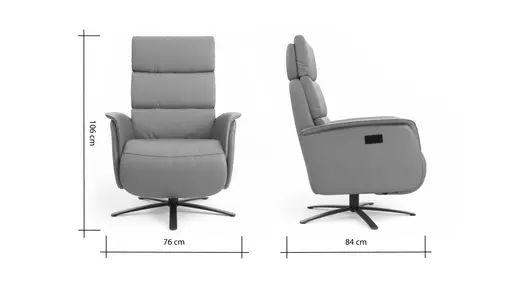 Relaxsessel Amila - Größe M, inkl. 2-motorischer Relaxfunktion und Kopfteilverstellung, Leder, Rauchbraun