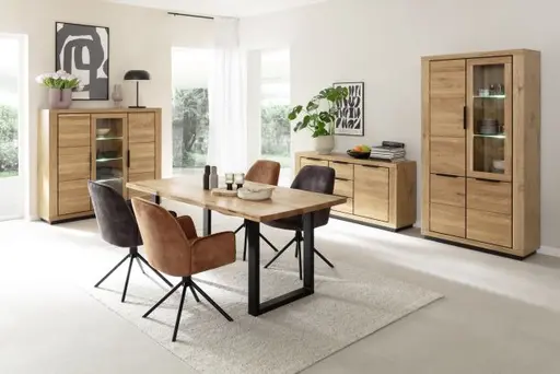 Esstisch - LB ca. 180x90 cm, Wildeiche massiv geölt, Schwarz