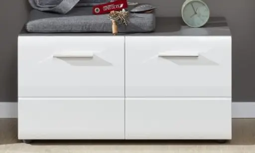 Bank - Weiß Hochglanz, Grau