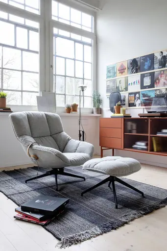 Hocker Unn - Stoff, Hellgrau