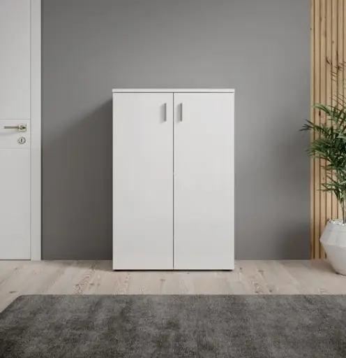 Schuhschrank - B ca. 80 cm, Weiß, Weiß Hochglanz