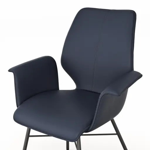 Armlehnstuhl Penthouse - Leder, Dunkelblau, Gestell, Anthrazit, Drehbar