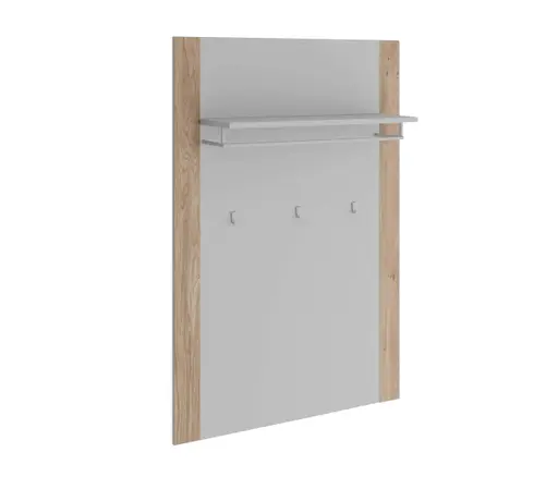 Garderobenpaneel - B ca. 82 cm, Kreidefarben, Eiche bianco massiv geölt